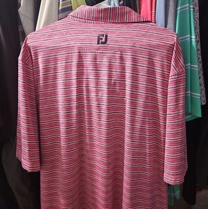 FootJoy Pink and Black Thin-Striped Golf Polo